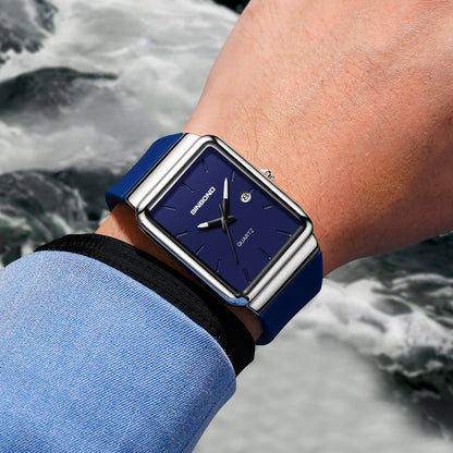 Sleek stylish waterproof men's watch with a modern design on display