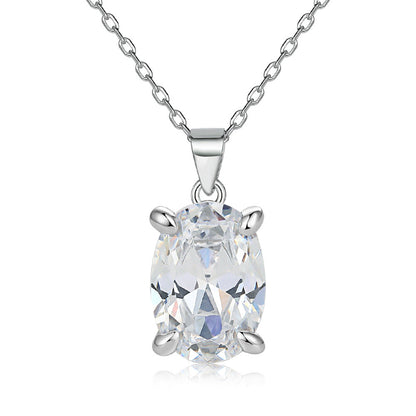 Oval gem pendant necklace with matching women's stud earrings set, featuring elegant oval stones.