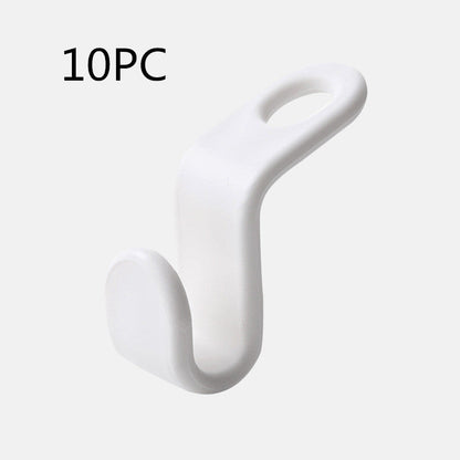 Plastic closet stack hanger rack with multi-function wardrobe hooks for space-saving bedroom storage