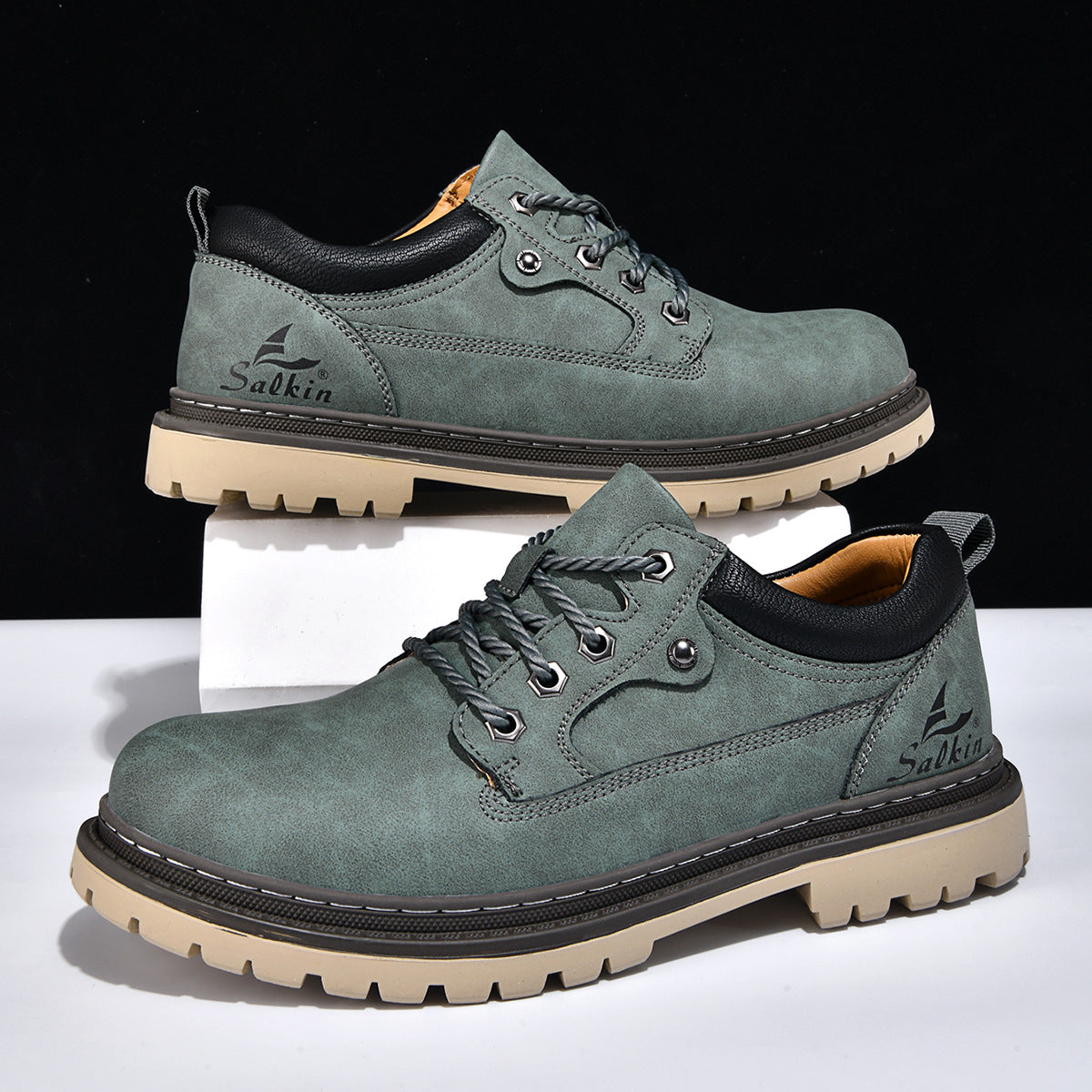 British-style work boots for men in a rugged, trendy design