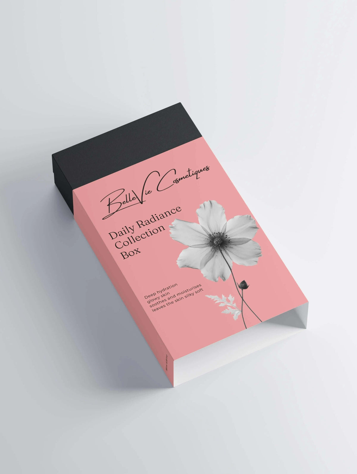 BelleVie Cosmétiques Daily Radiance Collection box with cleansing, moisturizing, and glow-enhancing skincare products.