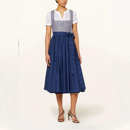 Lace-up bow long French-style workwear dress in an elegant silhouette