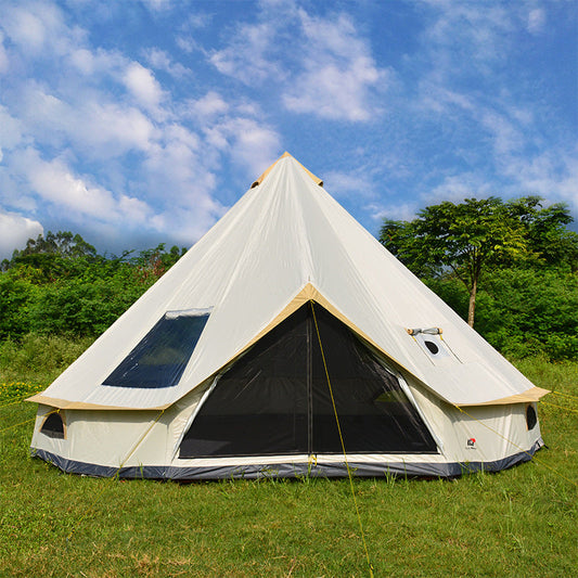 Yurt tent outdoor camping pyramid with chimney and sun protection shelter