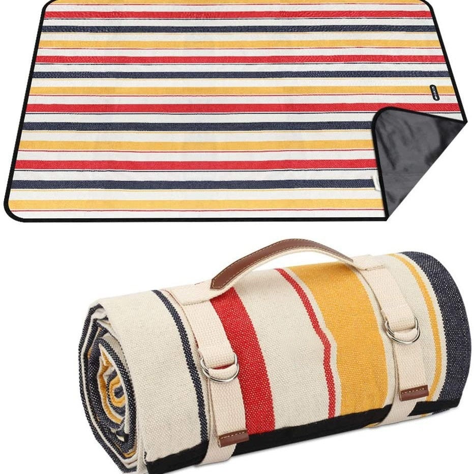 Outdoor picnic mat folding canvas camping floor mat rolled up for portable use