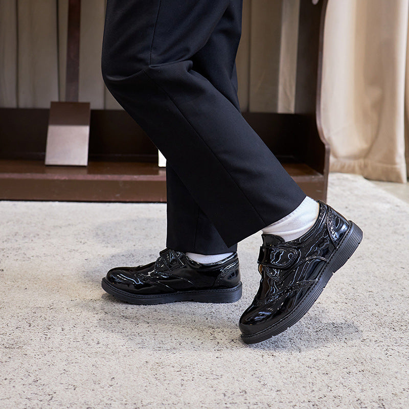 Boys' fashion leather shoes with soft bottom sole in classic design