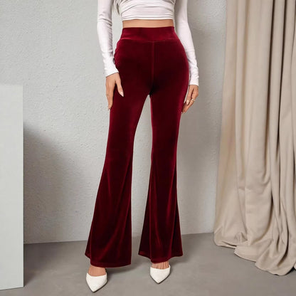 Slimming casual high-waisted women’s flared pants in a flattering fitted silhouette