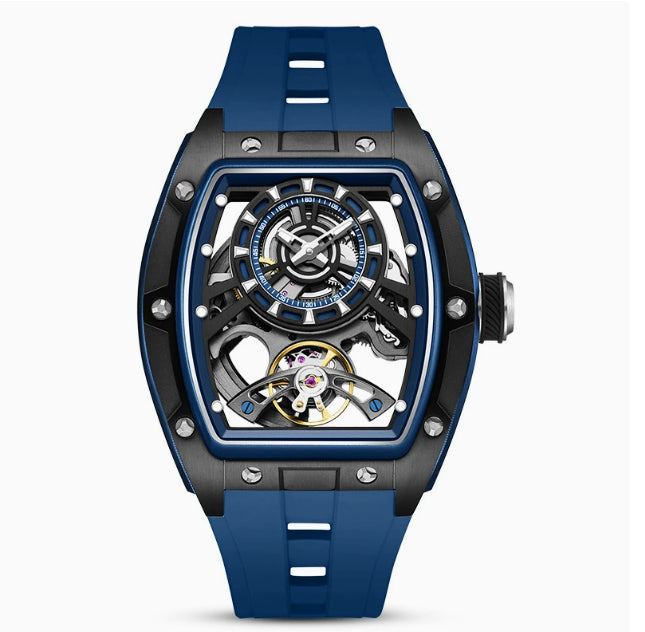 Men's transparent barrel-shaped luminous waterproof mechanical watch by My Store