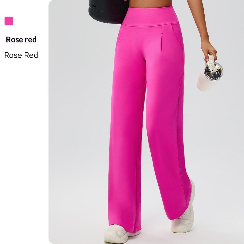Tummy-control high-waist yoga pants with a bare-feel fabric and straight-leg design for outdoor wear