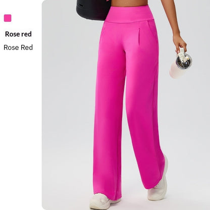 Tummy-control high-waist yoga pants with a bare-feel fabric and straight-leg design for outdoor wear