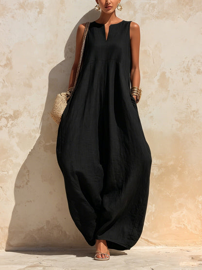 Elegant chic wide-leg jumpsuit for women, full-length silhouette with a flowing fit