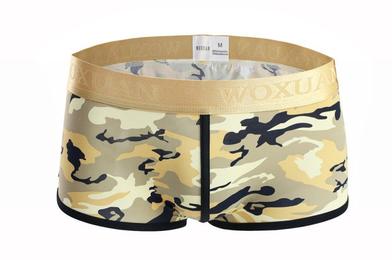 Men's classic camouflage silky high-elastic fashion boxer briefs close-up