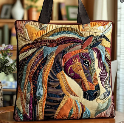 Digital-print quilting tote bag in commuter casual cotton-padded jacket style, shown from the front