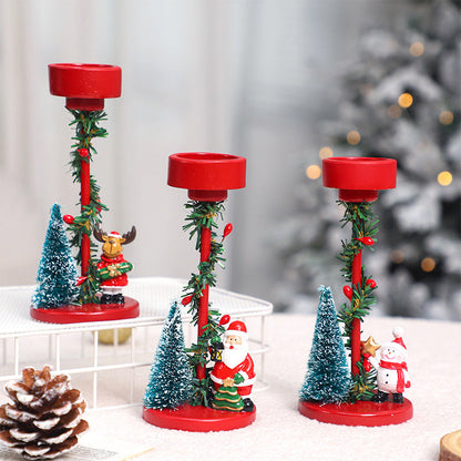Desktop resin Christmas tree elderly candlestick decoration with festive tree details and candle holder
