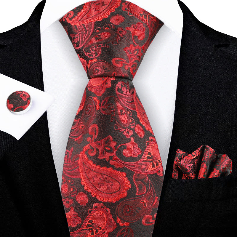 Jacquard-embroidered Cashew Flower tie by My Store, featuring a detailed floral pattern