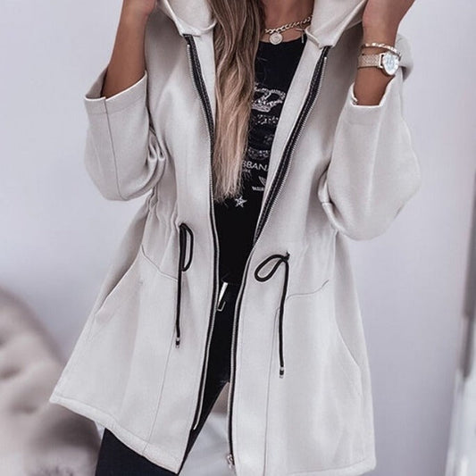 Women's fall winter casual hooded coat in warm outerwear style