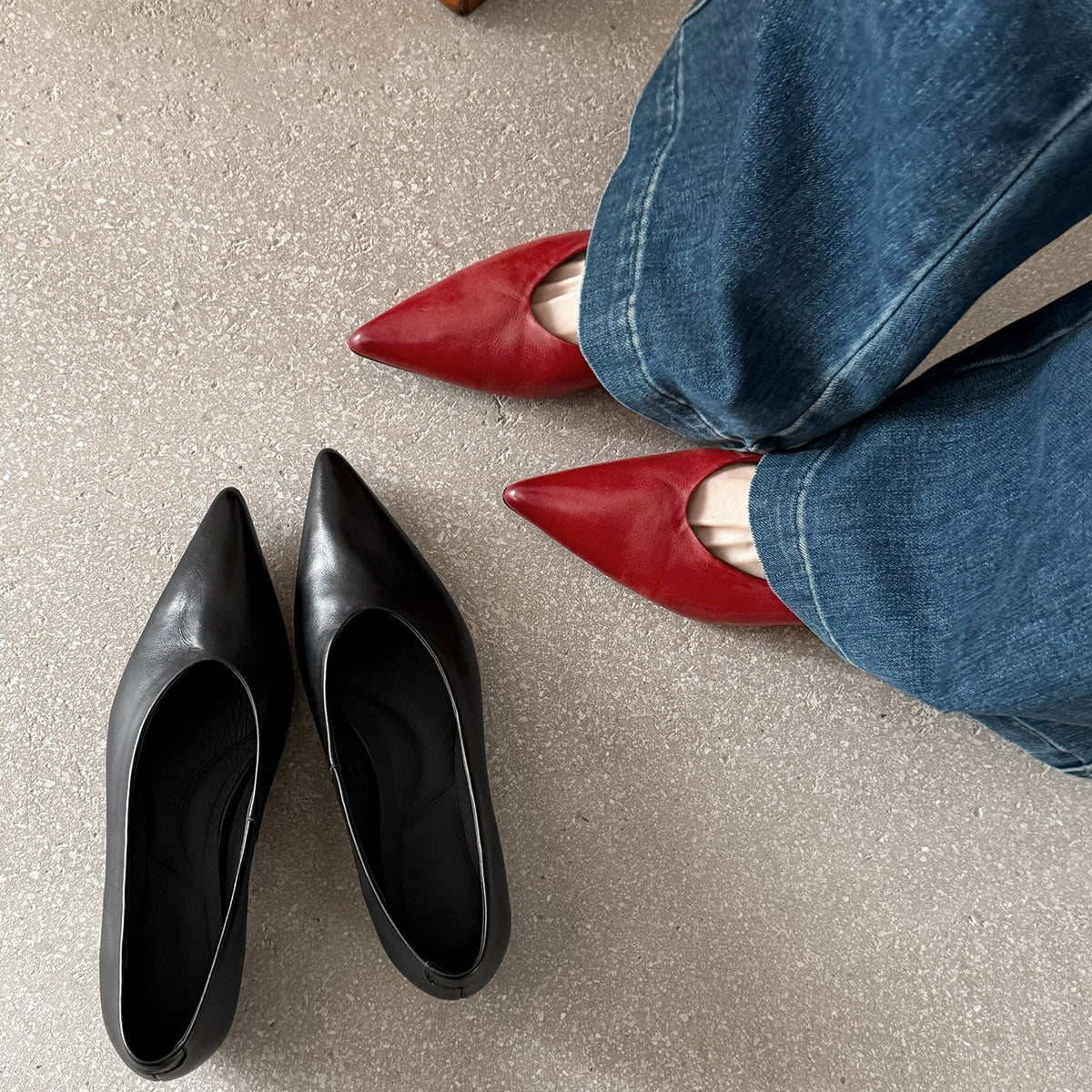 New-style cowhide minimalist versatile small leather shoes in a simple design