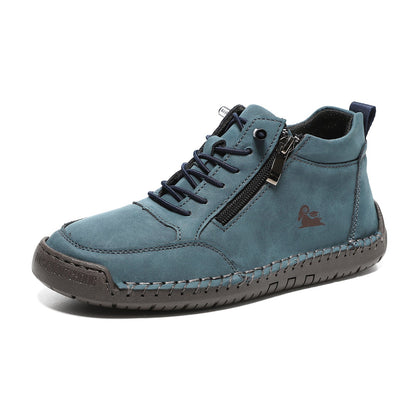 Hand-stitched women's soft sole flat casual shoes in a simple design