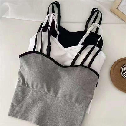 Women's fashionable padded camisole in water-inspired blue tone, front view