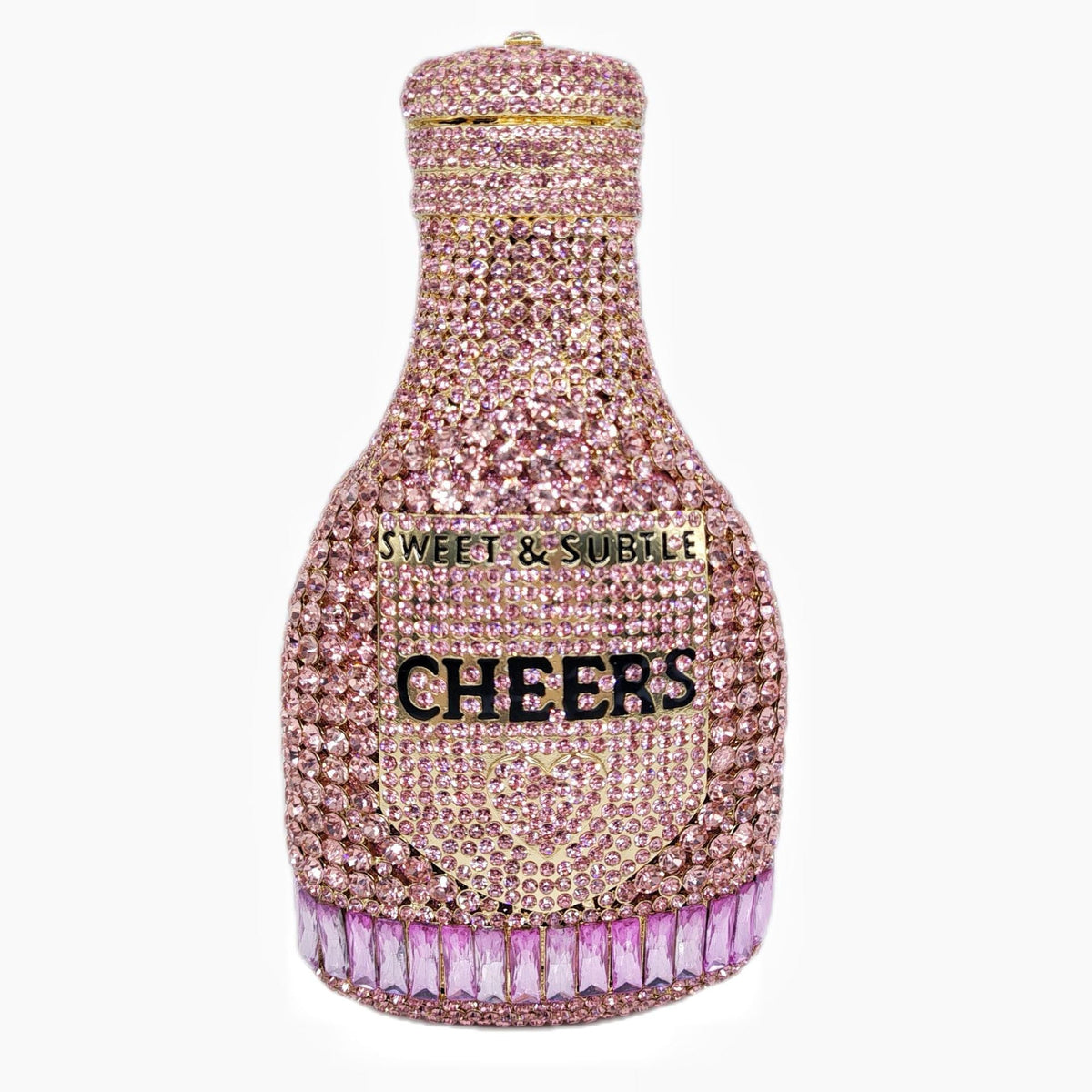 Champagne bottle rhinestone evening clutch women's bag in sparkling crystal design