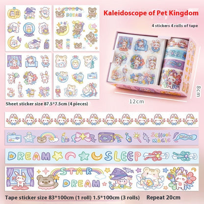 Cute tape sticker gift box with cartoon children's film stickers by My Store