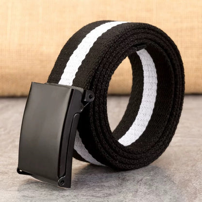 Snap-clasp canvas men's candy-colored belt in a vibrant woven design