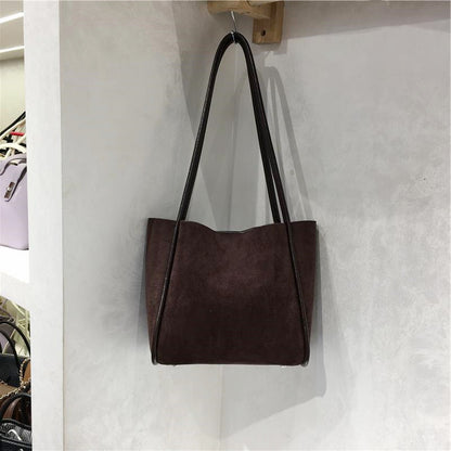 Suede tote bag, simple casual shoulder tote in a classic design by My Store