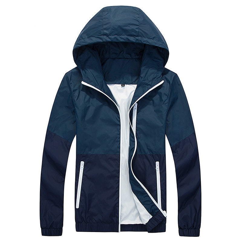 Men's thin hooded trench jacket for spring and autumn, lightweight couple fashion outerwear