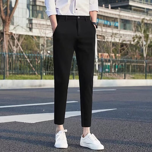 Men's slim-fit casual drapey cropped trousers in a fashionable design