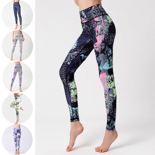 Women’s tie dye leggings, high waist push-up yoga pants for fitness and workout wear