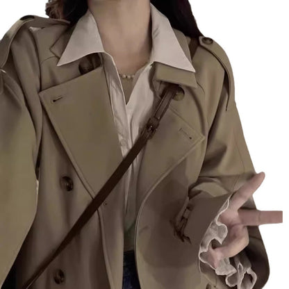Women's British-style mid-length spring and autumn trench coat in an early autumn design