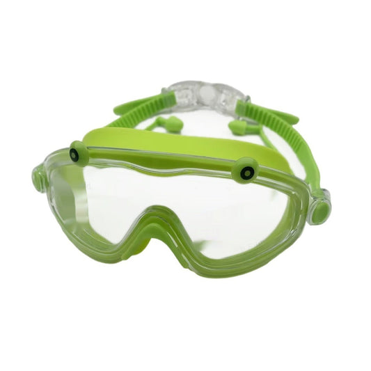 Children's HD large transparent frame one-piece swimming glasses with integrated earplugs