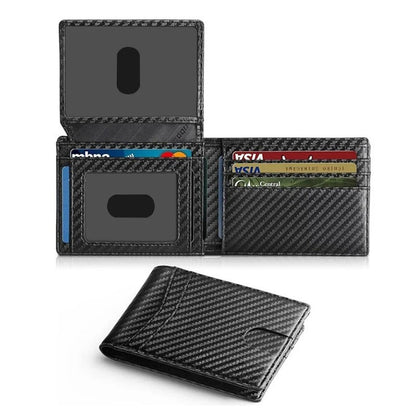 Men's multi-card carbon fiber wallet by My Store, slim black design with multiple card slots