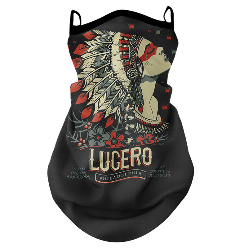 Motorcycle riding sun-protection face mask headscarf with ear loops in lightweight fabric