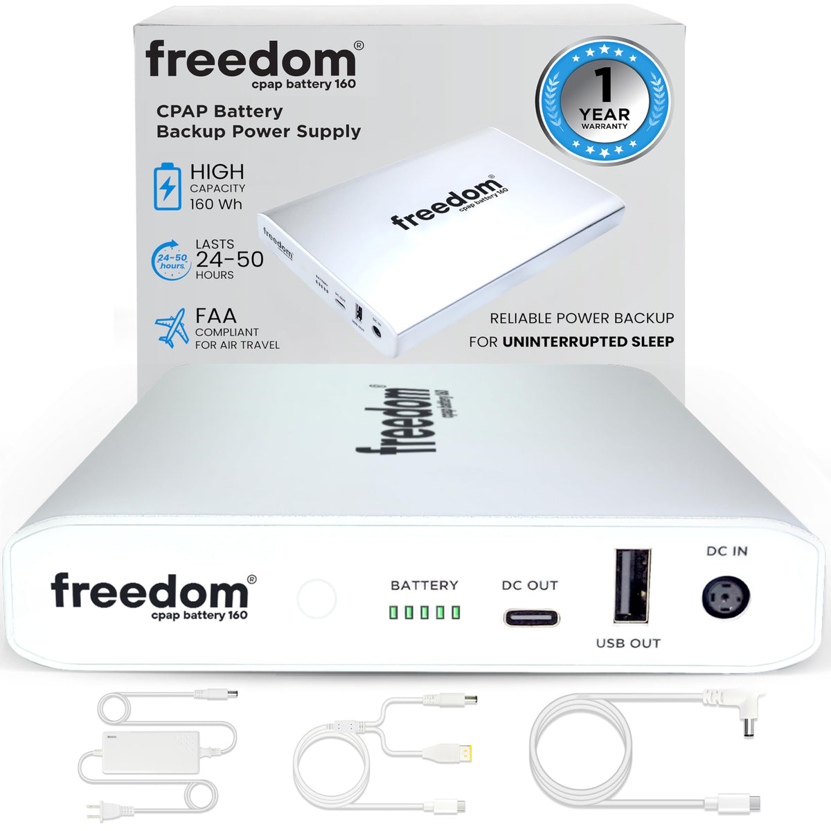 Freedom Travel CPAP Battery 160Wh for Camping & Outages