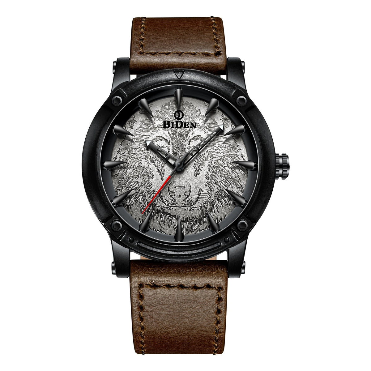 Men's solid color casual belt quartz watch with a minimalist round dial and adjustable strap