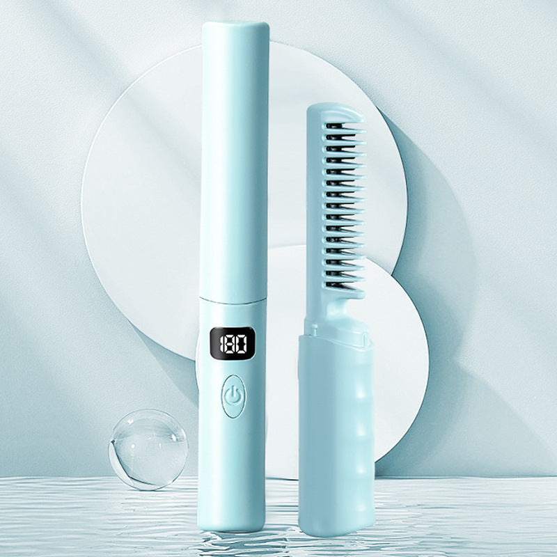 LCD charging portable straight comb in black with digital temperature display by My Store
