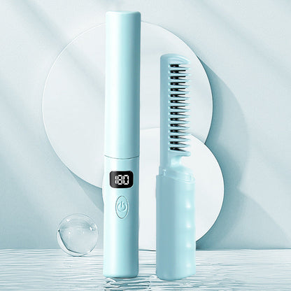 LCD charging portable straight comb in black with digital temperature display by My Store
