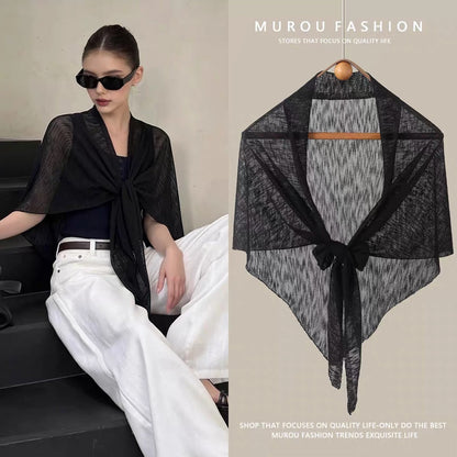 Summer sun-protective knitted scarf cheongsam shawl in a lightweight woven design