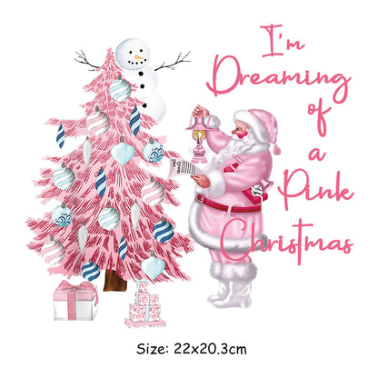 Christmas tree Santa Claus clothing printing heat transfer patch with festive holiday design
