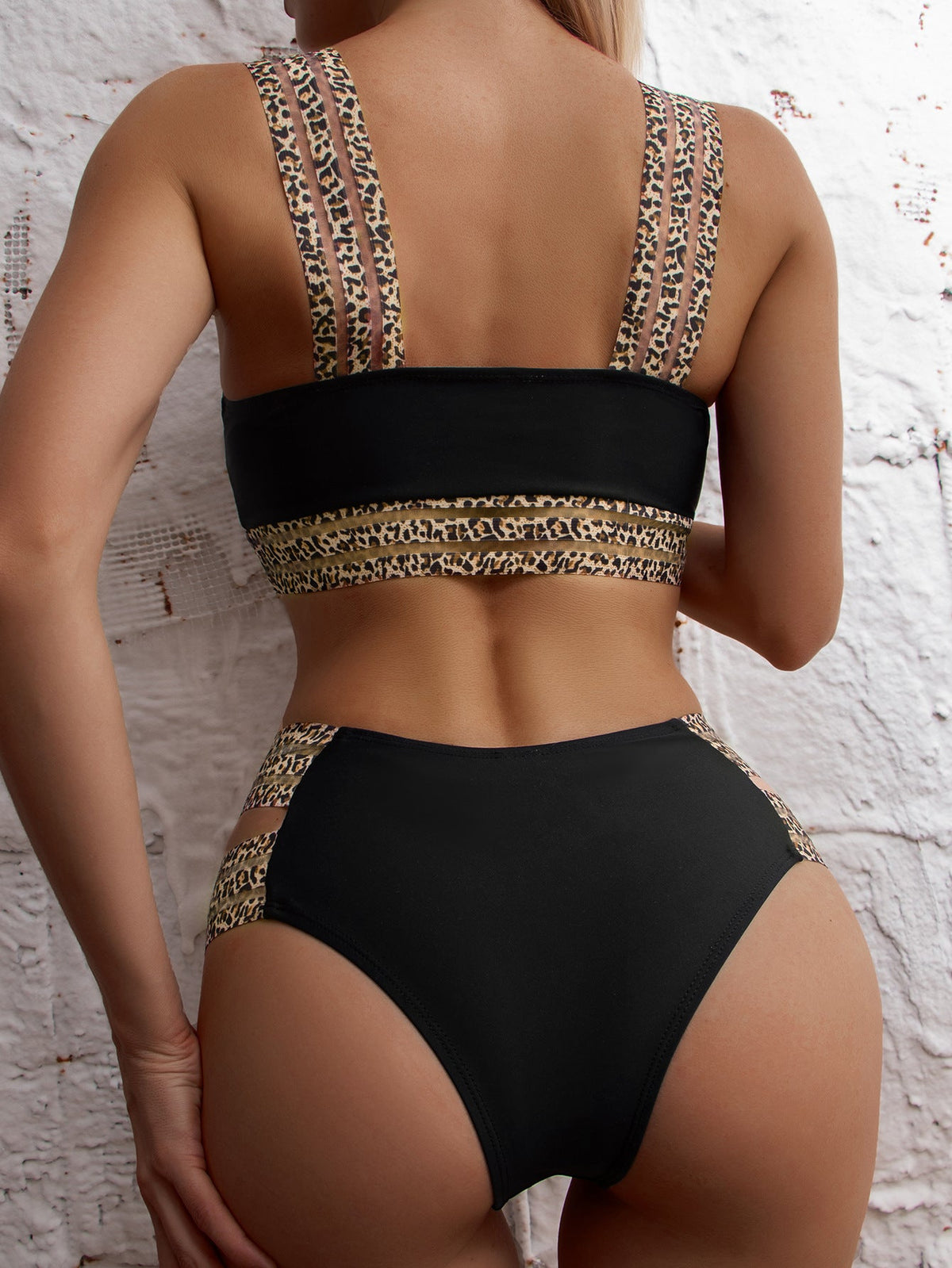 Women's leopard ribbon bikini swimwear by My Store on a plain background