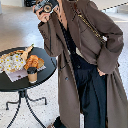 Women's long British-style trench coat in classic design, spring outerwear jacket