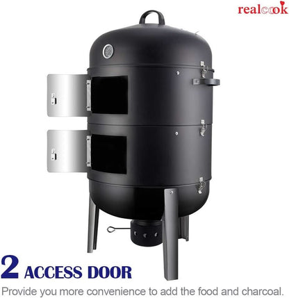 20 Inches Charcoal Vertical BBQ Smoker Outdoor Cooking