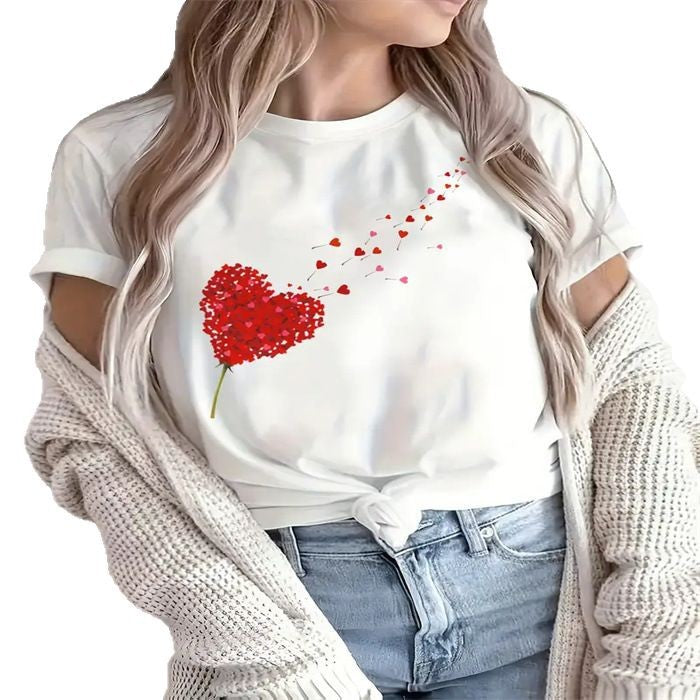 Women's printed crew-neck plus-size short-sleeve top, front view