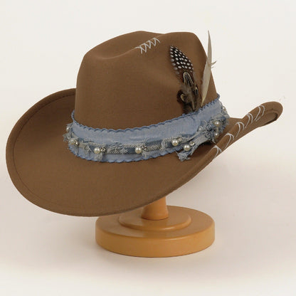 Western cowboy vintage jazz felt hat in classic cowboy style