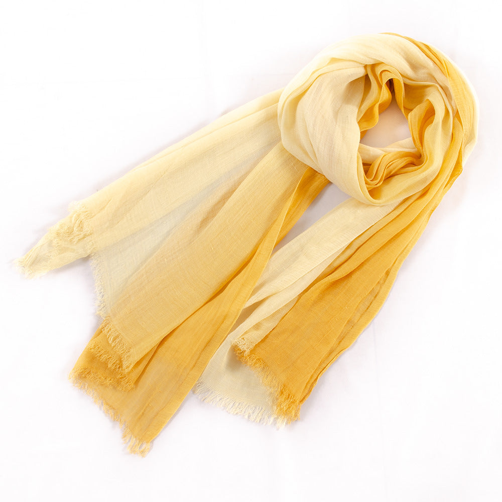 Large soft warm cotton scarf with decorative tassel trim