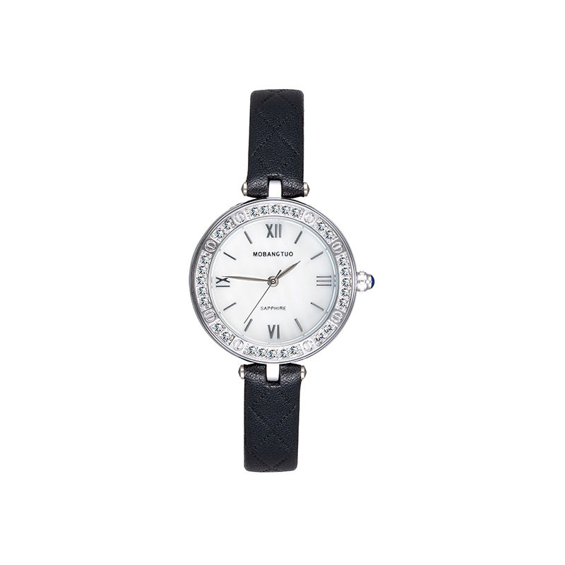 Women's waterproof high-end watch with belt, featuring a sleek case and adjustable strap