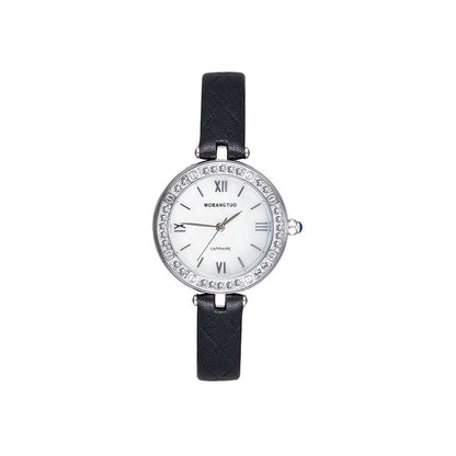 Women's waterproof high-end watch with belt, featuring a sleek case and adjustable strap