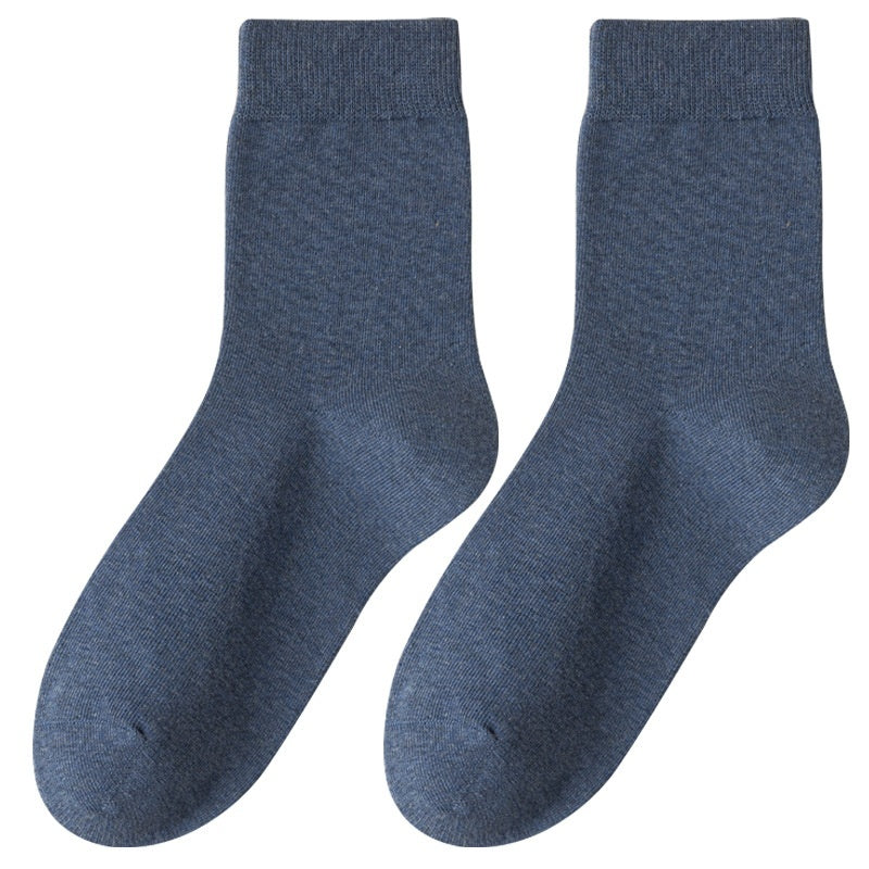 Men's cotton sweat-absorbent deodorizing antibacterial mid-calf socks, shown in a neutral color