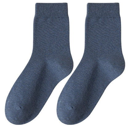 Men's cotton sweat-absorbent deodorizing antibacterial mid-calf socks, shown in a neutral color