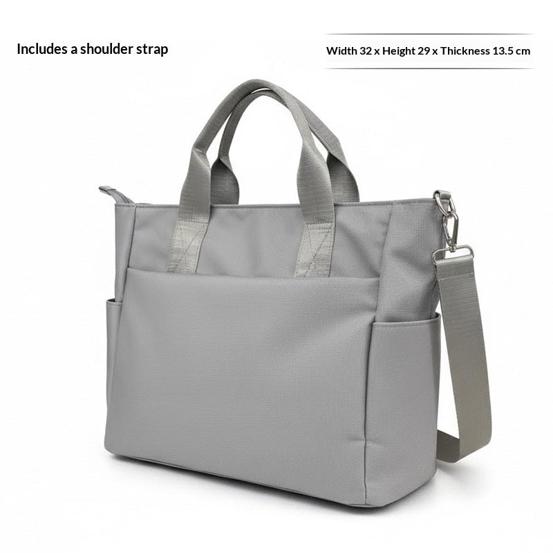 Business storage tote crossbody bag in black with multiple compartments and adjustable shoulder strap